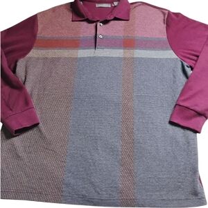 Daniel Cremieux Signature Men's Burgundy & Gray Long Sleeve Soft Polo Shirt XL